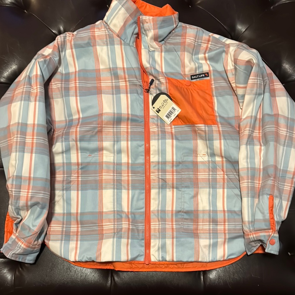 Salt Life Orange and Plaid Jacket